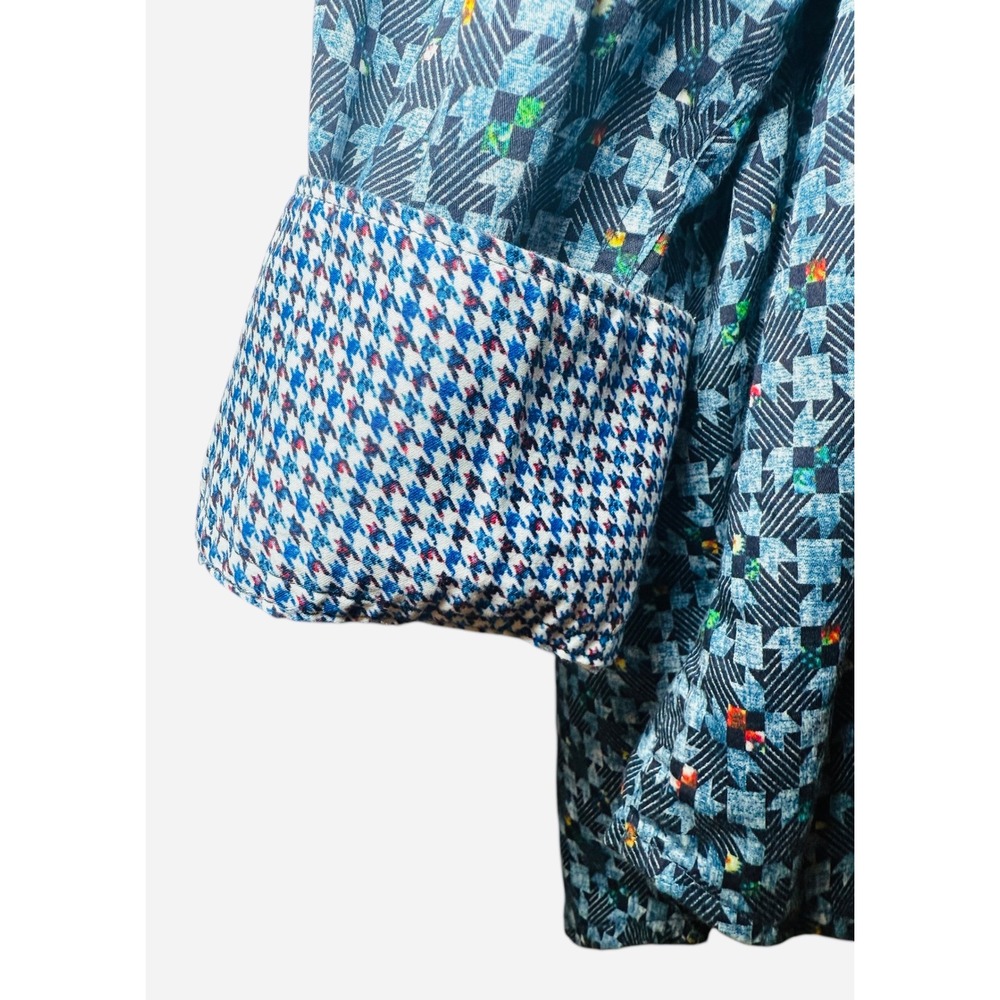 Robert Graham Tailored Fit Shirt Mens 2XL Button Down Houndstooth Flip Cuffs - Picture 7 of 12